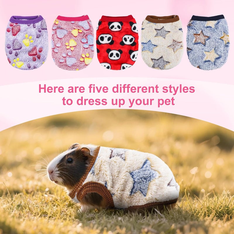 HDFCLUP XS Small Animal Clothes – 5 Pieces Bunny & Guinea Pig Outfits, Warm Vest & Soft T-Shirt Costume for Rabbits, Ferrets, Chihuahua Puppies, Mini Dogs, and Other Tiny Pets - Image 3